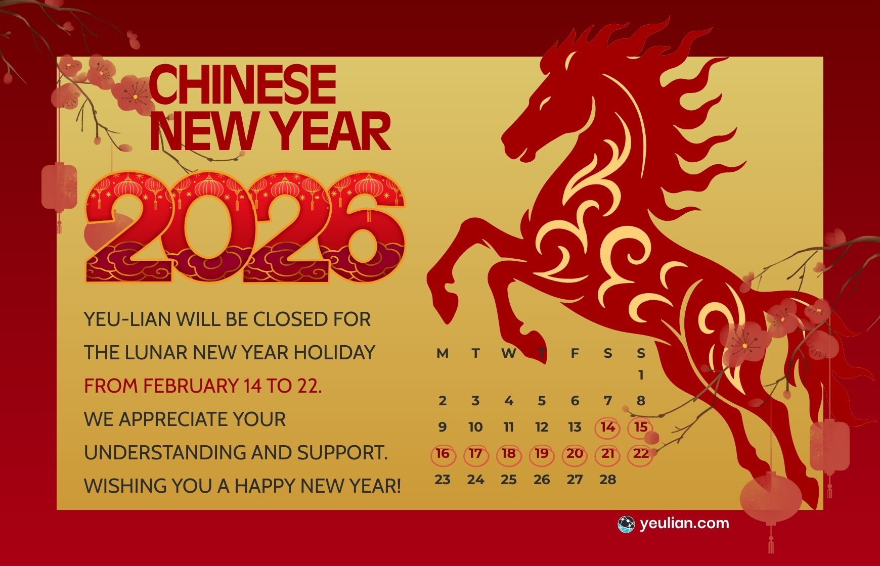 2026 Lunar New Year Holiday Notice